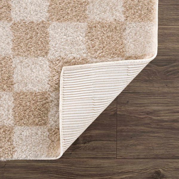 Canika Checkered Cream Washable Area Rug Discount - Image 5
