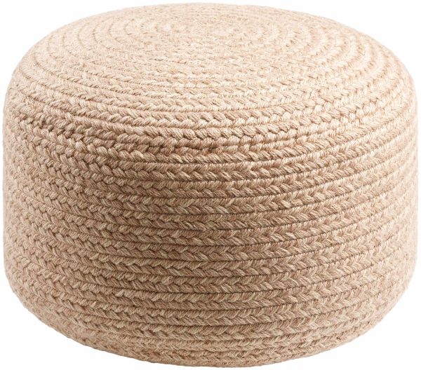 Tonanitla Natural Fiber Dusty Pink Knitted Pouf For Sale