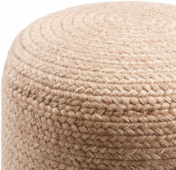 Tonanitla Natural Fiber Dusty Pink Knitted Pouf For Sale - Image 3