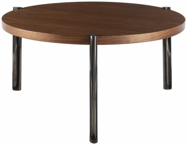 Palasbari Round Walnut Metal Coffee Table Fashion