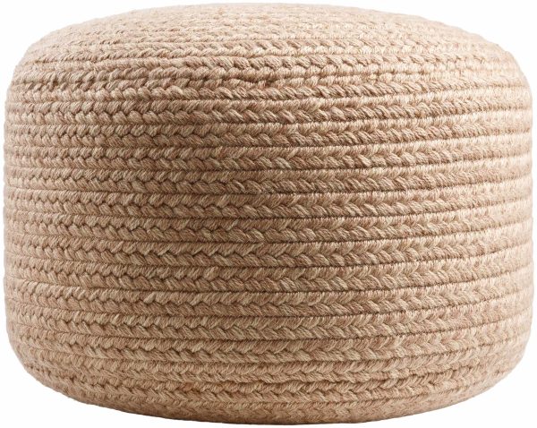 Tonanitla Natural Fiber Dusty Pink Knitted Pouf For Sale - Image 4