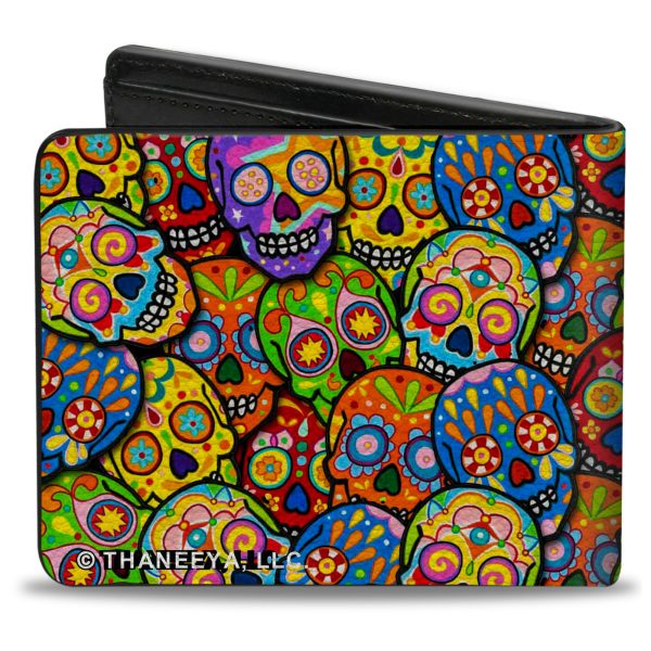 Bi-Fold Wallet - Colorful Calaveras Stacked Multi Color Hot on Sale - Image 2
