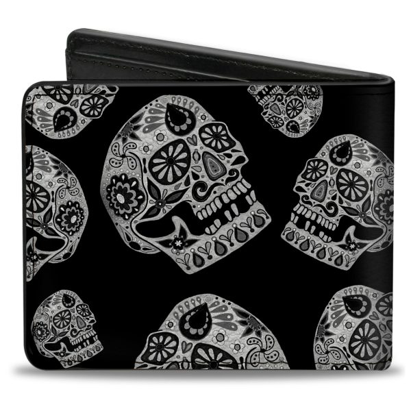 Bi-Fold Wallet - The Dust of Living II Sugar Skulls Black White For Sale - Image 2
