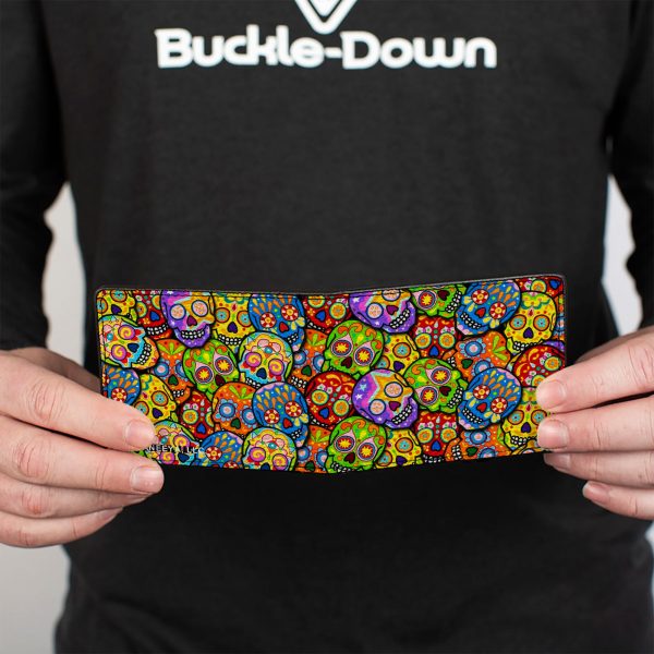 Bi-Fold Wallet - Colorful Calaveras Stacked Multi Color Hot on Sale - Image 4